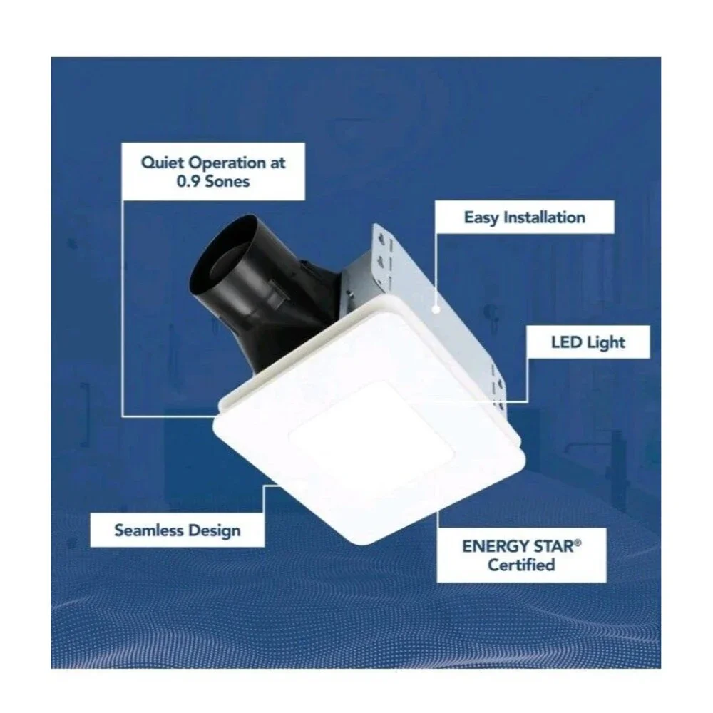 Broan Fan/LED Light Nutone Bathroom Exhaust Fan 0.9 Sones 60 CFM